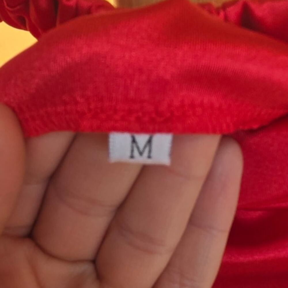 NWOT Medium Red Sexy Satin Strapless Maxi Dress [0004] - Picture 6 of 9